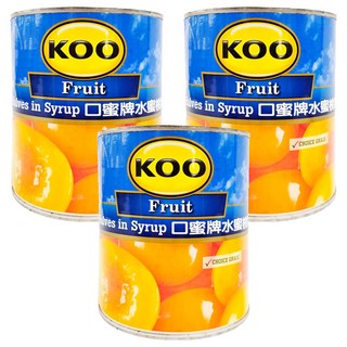 KOO 口蜜牌 水蜜桃罐頭 特選品質, 825g, 3罐