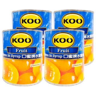 KOO 口蜜牌 水蜜桃罐頭 特選品質, 825g, 4罐