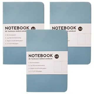 德利生活 綁帶筆記本A6 淺藍色 輕巧便攜 書寫流暢 學生、上班族適用, 3本