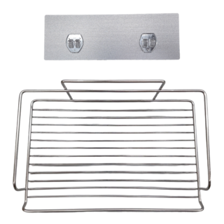 Easy 易立家 無痕掛勾 平版衛生紙架 不鏽鋼架 30 x 20 x 10cm + 貼片 22 x 7.5cm 393g, 銀色, 1個