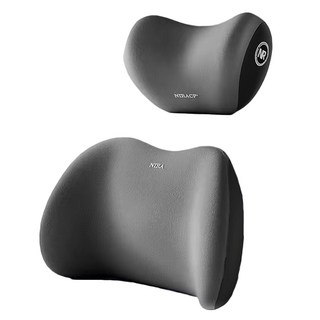 汽車記憶靠枕套裝，記憶棉+合成纖維，頭枕約26*18*12CM，靠枕約40*30*10CM, 深灰色, 1組