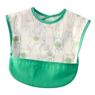 千趣會 寶寶圍兜 綠小熊 - 柔軟舒適、防水易清潔、可愛圖案, 2件, 1組