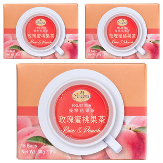 Magnet 曼寧 玫瑰蜜桃水果茶 不含咖啡因和人工色素 德國花草原料, 2g, 15包, 3盒