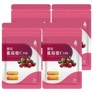 Tsuie 日濢 雙效蔓越莓 C100, 750mg, 30顆, 4包