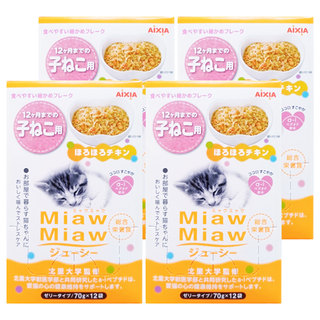 MIAWMIAW 妙喵 主食軟包 12包 專利A-I胜肽 減壓 提升適口性 幼貓適用, 雞肉 + 鰹魚, 70g, 48包