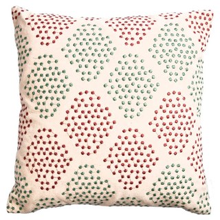 HOLA 和樂家居 菱形雙色繡花抱枕 400g, 紅綠色