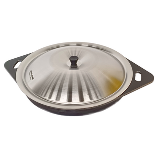 UNIFLAME 圓形鐵板組 黑皮鐵板4.5mm 附蓋, 30cm, 1組