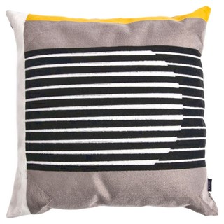 HOLA 和樂家居 圓線滿版繡花抱枕 780g, 礫灰黃