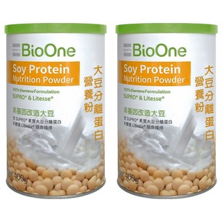 BioOne 碧而優 大豆分離蛋白營養粉, 美國Danisco配方, 含膳食纖維, 400g, 2罐