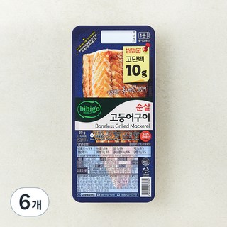 비비고 고단백 순살 고등어구이, 60g, 6개