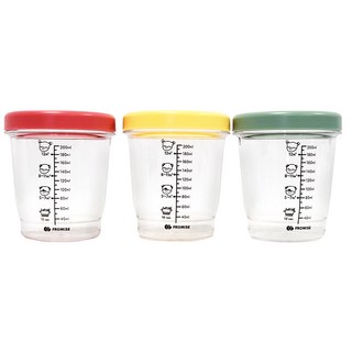 FROMISE 嬰兒副食品保存罐組 韓國產, 紅色 + 綠色 + 黃色, 200ml, 3個