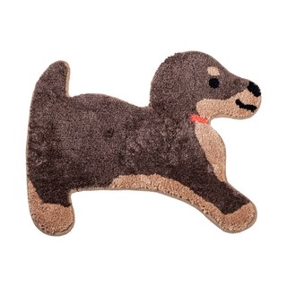 日本 oka 可愛動物可水洗地墊, 臘腸狗 咖色