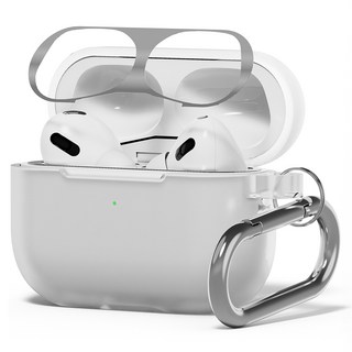 NUART Smoothie 矽膠保護殼 + 金屬防塵貼 (隨機出貨), AirPods Pro 2, 半透明, 1個