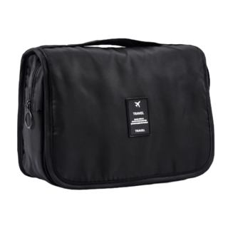 掛式旅行洗漱包, 牛津布, 24 x 20 x 8cm, 黑色