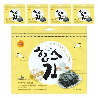 chun pin 雋品 HiBs 三切岩燒海苔 塩の卵黃口味, 30g, 5包