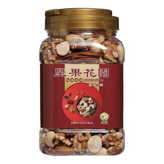 Global Garden 盛花園 堅果花園五寶重量罐 杏仁/腰果/夏威夷果/核桃/胡桃 全素, 630g, 1罐