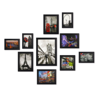 iINDOORS 北歐簡約實木相框20入組, 柚木色 + 黑色, 1組