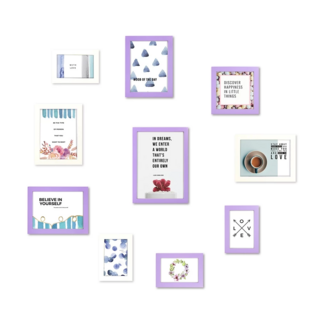 iINDOORS 英倫家居 北歐簡約實木相框10件組, 粉紫 + 白色, 1組