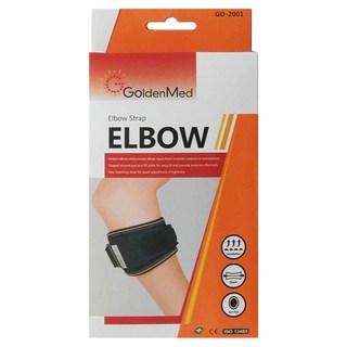 GoldenMed 網球肘護肘帶 矽膠墊 彈性, ONE SIZE, 黑色, 1個