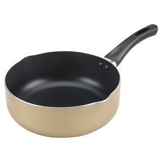 鍋寶 亮彩不沾湯鍋, 高級時尚彩色鍋身 煎煮炒炸皆宜 雙開口設計, 22cm, 香檳金, 1個