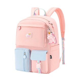 Kori Deer 可莉鹿 馬卡龍跳色超輕減壓護脊書包 兒童雙肩休閒包 - 粉色，適用於1-4年級, 29 x 16 x 41cm