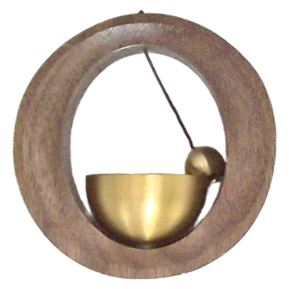 日式實木多巴胺風鈴 O形, 胡桃木款 + 金色, 8cm