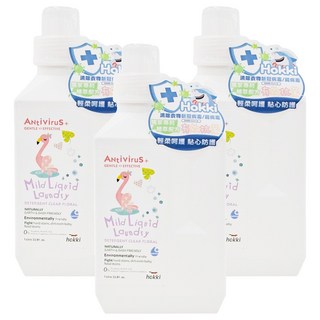 hokki 小怪獸 洗衣精 溫和清潔 純淨花香, 1L, 3瓶