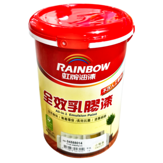 RAINBOW 虹牌油漆 全效乳膠漆, 平光, 天然氣味無毒環保, 小鴨黃, 1桶, 3.785L
