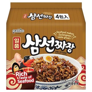 Paldo 八道 一品 三鮮炸醬麵 4包 Set, 海鮮風味濃郁，麵條彈牙有嚼勁