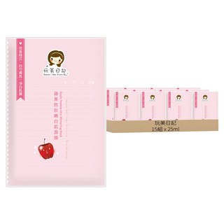 玩美日記 蘋果胜肽嫩白肌面膜, 1入, 15組