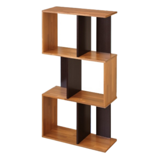 HOPMA 合馬家具 田原三層開放式組合書櫃 G-S359PTKBK, 3層, 59 x 24 x 105.5cm, 黑胡桃配拼版柚木, W590XD240XH1056mm