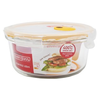 LocknLock 樂扣樂扣 輕鬆熱耐熱玻璃保鮮盒 圓形, LLG831T 650ml, 1個