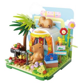 JAKI 水豚露營 L牌相容積木 GK003, 1個, 混合色