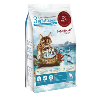 REAL POWER 瑞威 全齡貓 3號貓糧 海洋鮭魚配方，添加紅藜、魚油，毛髮亮麗，呵護皮膚, 海洋魚貝, 4kg, 1袋