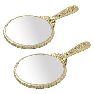 칠성산업 GS공주경원형 손거울 대형, 골드, 2개