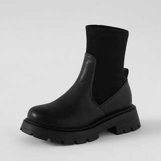 ChakanShoes 彈性麂皮厚底側拉鍊踝靴 BSLTR4f871