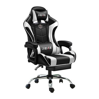 JIQIAO HTGC 運動版電競椅 附抬腳墊, 黑白色, 640 x 640 x 1150mm