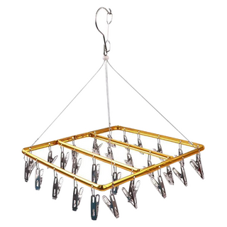 26夾防風鋁合金晾衣架 防水不生鏽, 玫瑰金/金色 顏色隨機, 1個