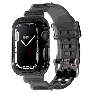 누아트 애플워치 호환 TPU 투명 젤리 스트랩 45mm, 블랙