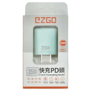 EZGO 35W USB + Type-C 雙孔 PD快充 GaN充電器, 綠色, 1個
