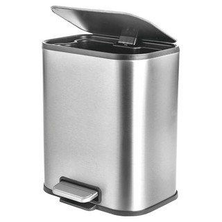 HOLA 和樂家居 克萊歐緩降踏式不鏽鋼垃圾桶 5L, 銀色, 1個