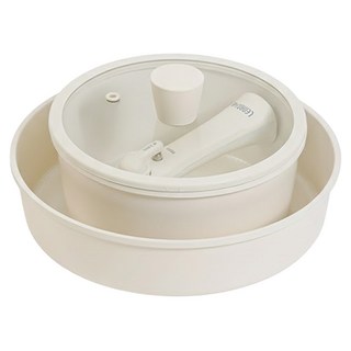 LENANSE US系列 適用瓦斯爐/電磁爐/黑晶爐/IH爐/烤箱, 鍋18 x 8cm + 鍋25 x 6cm + 鍋蓋19 x 6cm, 象牙白 + 灰色, 1組