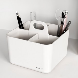 하비티 심플 모던 용품정리 펜트리 수납박스 M, 화이트, 1개