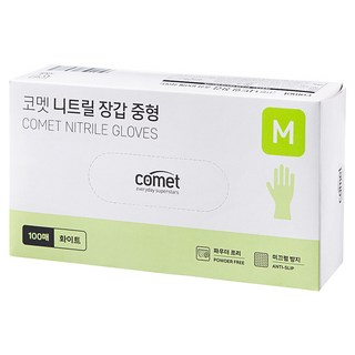 코멧 니트릴장갑 화이트, 중(M), 100개입, 1개