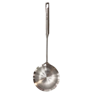 304不鏽鋼撈麵漏勺 勺頭大 過濾孔密集 瀝油瀝水, 銀色, 1支