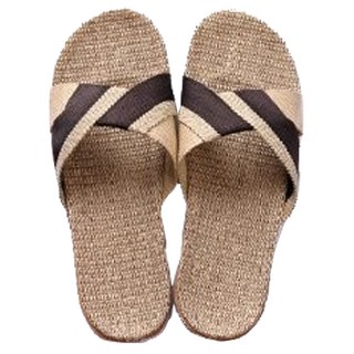 AXIS 艾克思 雙色織帶亞麻防滑室內拖鞋 男款, 咖啡色, M(42~43), 1雙