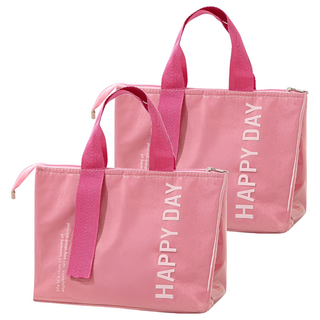 小麥購物 多巴胺保溫便當袋 G869 125g, 少女粉, 2個