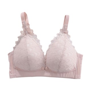 香草甜心 前開式蕾絲透氣薄墊無鋼圈哺乳內衣, 34, 粉色