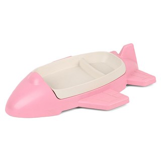 iamdue 孩童款造型餐盤, 飛機款(粉色), 餐具 2入+杯子+支架, 1組