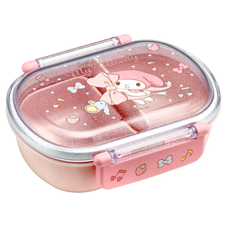 Skater 銀離子橢圓形雙扣便當盒, 草莓 美樂蒂, 1個